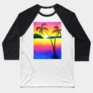 Shaded Sunrise Beach Scenery Soft Pastels Baseball T-Shirt